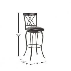 Wichita 43.9 in. Black High Back Metal Bar Stool with Swivel Function (Set of 2) by Homy Casa -Homy Casa Shop black homy casa bar stools hd wichita 29 2pcs 40 1000