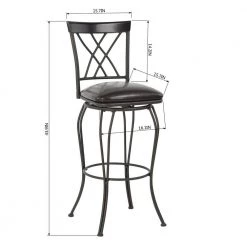 Wichita 43.9 in. Black High Back Metal Bar Stool with Swivel Function (Set of 2) by Homy Casa -Homy Casa Shop black homy casa bar stools hd wichita 29 2pcs 44 1000