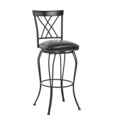 Wichita 43.9 in. Black High Back Metal Bar Stool with Swivel Function (Set of 2) by Homy Casa