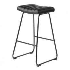 Saddlebar Upholstered Black Faux Leather 29 Inch Bar Stool (Set of 2) by Homy Casa