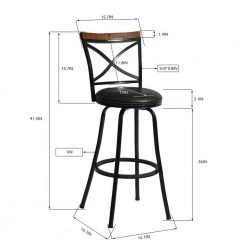 Spinach 29.1 in. Black Low Back Metal Frame Barstool With Faux Leather Swivel Seat(Set of 2) by Homy Casa -Homy Casa Shop black homy casa bar stools spinach 1f 1000