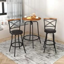 Spinach 29.1 in. Black Low Back Metal Frame Barstool With Faux Leather Swivel Seat(Set of 2) by Homy Casa -Homy Casa Shop black homy casa bar stools spinach 31 1000