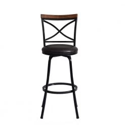 Spinach 29.1 in. Black Low Back Metal Frame Barstool With Faux Leather Swivel Seat(Set of 2) by Homy Casa -Homy Casa Shop black homy casa bar stools spinach 44 1000