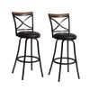 Spinach 29.1 in. Black Low Back Metal Frame Barstool With Faux Leather Swivel Seat(Set of 2) by Homy Casa 1 Spinach 29.1 in. Black Low Back Metal Frame Barstool With Faux Leather Swivel Seat(Set of 2) by Homy Casa -Homy Casa Shop black homy casa bar stools spinach 64 1000