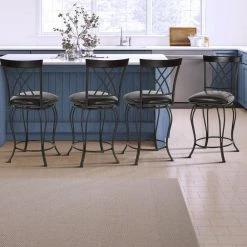 Wichita 37.6 in.Black Metal Frame Swivel Counter Stool With Faux Leather Seat(Set of 2) by Homy Casa -Homy Casa Shop black homy casa bar stools wichita 24 2pcs 31 1000