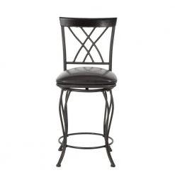 Wichita 37.6 in.Black Metal Frame Swivel Counter Stool With Faux Leather Seat(Set of 2) by Homy Casa -Homy Casa Shop black homy casa bar stools wichita 24 2pcs c3 1000