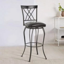 Wichita 29.7 in. Black Low Back Metal Bar Stool with Swivel Function (Set of 2) by Homy Casa -Homy Casa Shop black homy casa bar stools wichita 29 2pcs 5495 31 1000