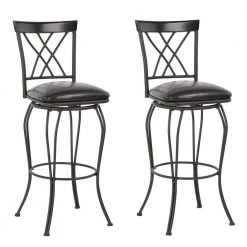 Wichita 29.7 in. Black Low Back Metal Bar Stool with Swivel Function (Set of 2) by Homy Casa