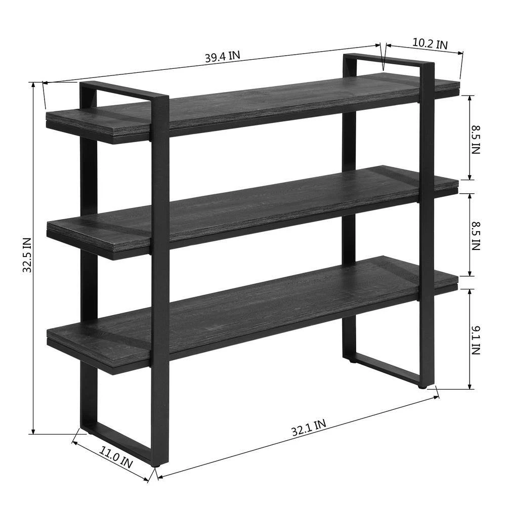 32.3 in. Black Wood Storage 2-Shelf Small Bookcase for Home Office Decor by Homy Casa 11 32.3 in. Black Wood Storage 2-Shelf Small Bookcase for Home Office Decor by Homy Casa - Image 9
