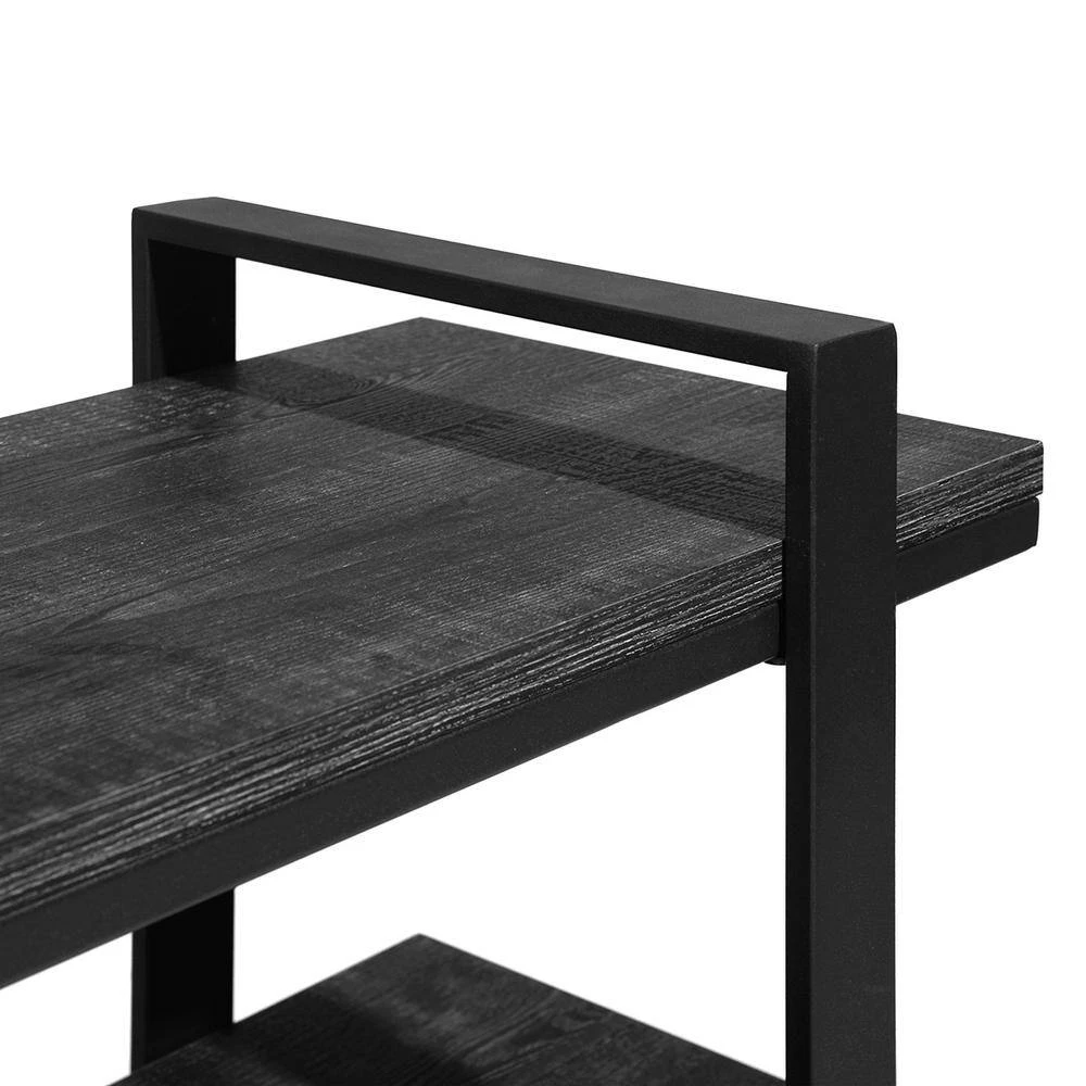 32.3 in. Black Wood Storage 2-Shelf Small Bookcase for Home Office Decor by Homy Casa 10 32.3 in. Black Wood Storage 2-Shelf Small Bookcase for Home Office Decor by Homy Casa - Image 8