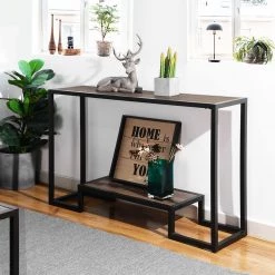 SURI 29.52 in. Black Wood 1-Shelf Classic Bookcase Open Back by Homy Casa -Homy Casa Shop black homy casa bookcases bookshelves suri black console table fa 1000