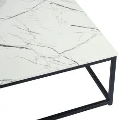 Adria 31.5 in. White Square Faux Marble Top Coffee Table with Black Legs by Homy Casa -Homy Casa Shop black homy casa coffee tables adria coffee table black leg 1f 1000