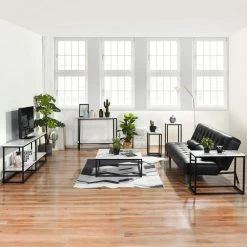 Adria 31.5 in. White Square Faux Marble Top Coffee Table with Black Legs by Homy Casa -Homy Casa Shop black homy casa coffee tables adria coffee table black leg 31 1000