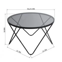 Canales 31.5 in. Black Round Glass Coffee Table by Homy Casa -Homy Casa Shop black homy casa coffee tables hd canales 1f 1000