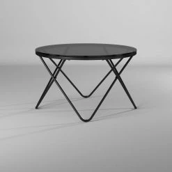 Canales 31.5 in. Black Round Glass Coffee Table by Homy Casa -Homy Casa Shop black homy casa coffee tables hd canales c3 1000