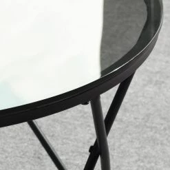 Canales 31.5 in. Black Round Glass Coffee Table by Homy Casa -Homy Casa Shop black homy casa coffee tables hd canales fa 1000
