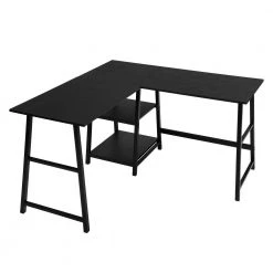 47 in. L-Shaped Black Computer Desk with Shelves by Homy Casa 19 47 in. L-Shaped Black Computer Desk with Shelves by Homy Casa -Homy Casa Shop black homy casa computer desks hd drogba black 1f 1000