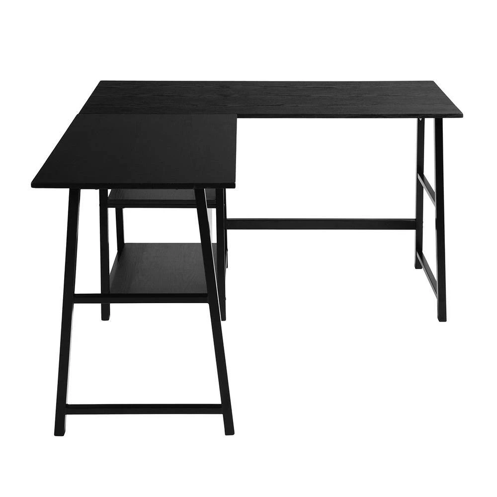 47 in. L-Shaped Black Computer Desk with Shelves by Homy Casa 8 47 in. L-Shaped Black Computer Desk with Shelves by Homy Casa - Image 6