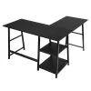 47 in. L-Shaped Black Computer Desk with Shelves by Homy Casa -Homy Casa Shop black homy casa computer desks hd drogba black 64 1000