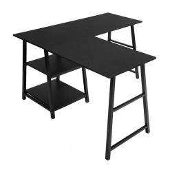 47 in. L-Shaped Black Computer Desk with Shelves by Homy Casa 16 47 in. L-Shaped Black Computer Desk with Shelves by Homy Casa -Homy Casa Shop black homy casa computer desks hd drogba black 77 1000