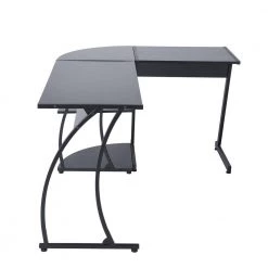 44 in. L-Shaped Black Wood Laptop Desk with Metal Leg by Homy Casa -Homy Casa Shop black homy casa computer desks hd kante bkw jm 4f 1000