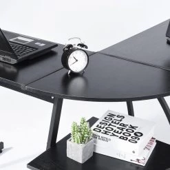 44 in. L-Shaped Black Wood Laptop Desk with Metal Leg by Homy Casa -Homy Casa Shop black homy casa computer desks hd kante bkw jm 76 1000