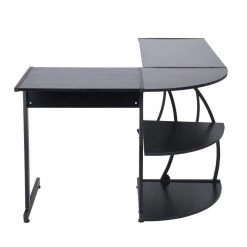 44 in. L-Shaped Black Wood Laptop Desk with Metal Leg by Homy Casa -Homy Casa Shop black homy casa computer desks hd kante bkw jm c3 1000