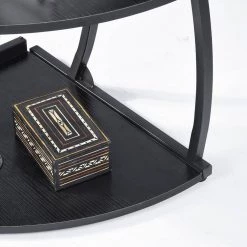 Black Round Corner Computer Desk with Large Monitor Stand Desk Workstation for Home Office by Homy Casa -Homy Casa Shop black homy casa computer desks kante bkw jm 76 1000