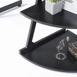 Black Round Corner Computer Desk with Large Monitor Stand Desk Workstation for Home Office by Homy Casa -Homy Casa Shop black homy casa computer desks kante bkw jm 77 1000