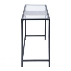 Black Computer Desk Glass Top Desk with Shelf by Homy Casa -Homy Casa Shop black homy casa computer desks loquat hm lmkz 4f 1000