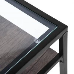 Black Computer Desk Glass Top Desk with Shelf by Homy Casa -Homy Casa Shop black homy casa computer desks loquat hm lmkz fa 1000