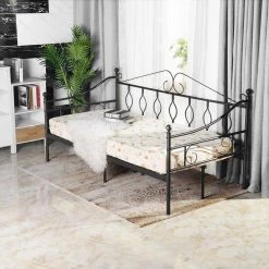 Black Twin Daybed Metal Platform Bed Foundation by Homy Casa -Homy Casa Shop black homy casa daybeds mangold twim lmkz 31 1000