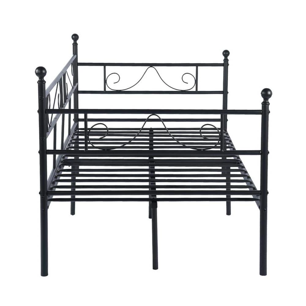 Black Frosted Twin Daybed Bed Metal Frame by Homy Casa 7 Black Frosted Twin Daybed Bed Metal Frame by Homy Casa - Image 5