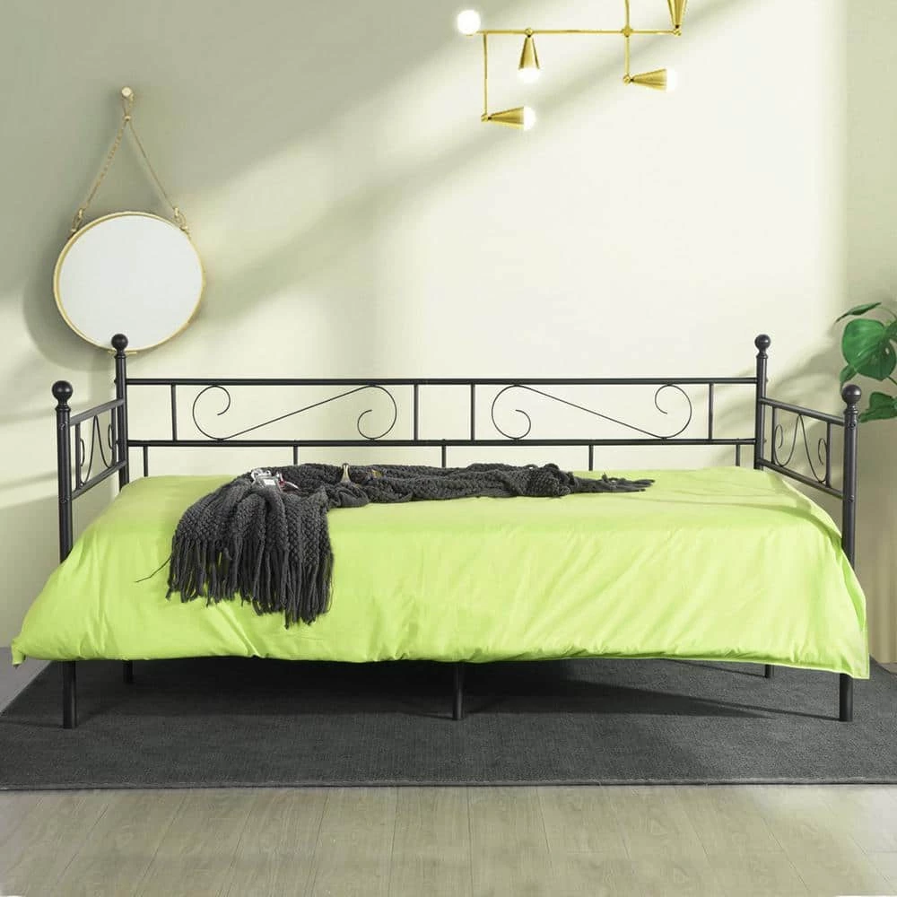 Black Frosted Twin Daybed Bed Metal Frame by Homy Casa 11 Black Frosted Twin Daybed Bed Metal Frame by Homy Casa - Image 9