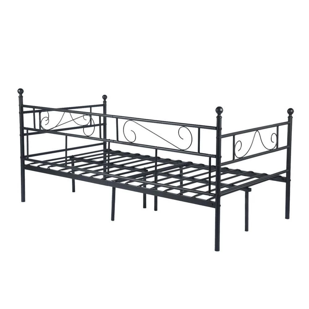 Black Frosted Twin Daybed Bed Metal Frame by Homy Casa 6 Black Frosted Twin Daybed Bed Metal Frame by Homy Casa - Image 4