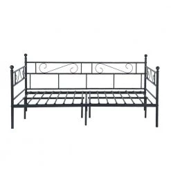 Black Frosted Twin Daybed Bed Metal Frame by Homy Casa