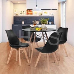 Black Carbon Loft Rivas Mid-Century Modern Faux Leather Dining Chair Parsons Chair (Set of 4) by Homy Casa -Homy Casa Shop black homy casa dining chairs frankfurt black 4pcs 40 1000