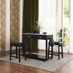 KAYLA Black 3 Pieces Rectangle Solid Wood Bar Set by Homy Casa 19 KAYLA Black 3 Pieces Rectangle Solid Wood Bar Set by Homy Casa -Homy Casa Shop black homy casa dining room sets hd kayla black 31 1000