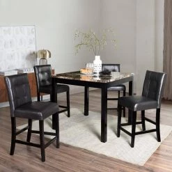 5-Piece Faux Marble Top Black Dining Set by Homy Casa -Homy Casa Shop black homy casa dining room sets hd syed 77 1000