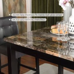 5-Piece Faux Marble Top Black Dining Set by Homy Casa -Homy Casa Shop black homy casa dining room sets hd syed fa 1000