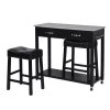 Kayla 3-Piece Marble Top Black Bar Table Set by Homy Casa -Homy Casa Shop black homy casa dining room sets kayla black 6562 64 1000