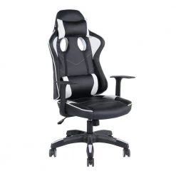 24 in. Width Big and Tall Black Faux Leather Gaming Chair with Adjustable Height by Homy Casa