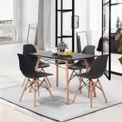 London 47.2 in. Rectangular Black MDF Dining Table (Seats 4) by Homy Casa -Homy Casa Shop black homy casa kitchen dining tables london matt black a 5347 e1 1000