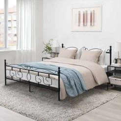 Conway Double Size Black Metal Bed Frame by Homy Casa 19 Conway Double Size Black Metal Bed Frame by Homy Casa -Homy Casa Shop black homy casa platform beds conway db bk 31 1000
