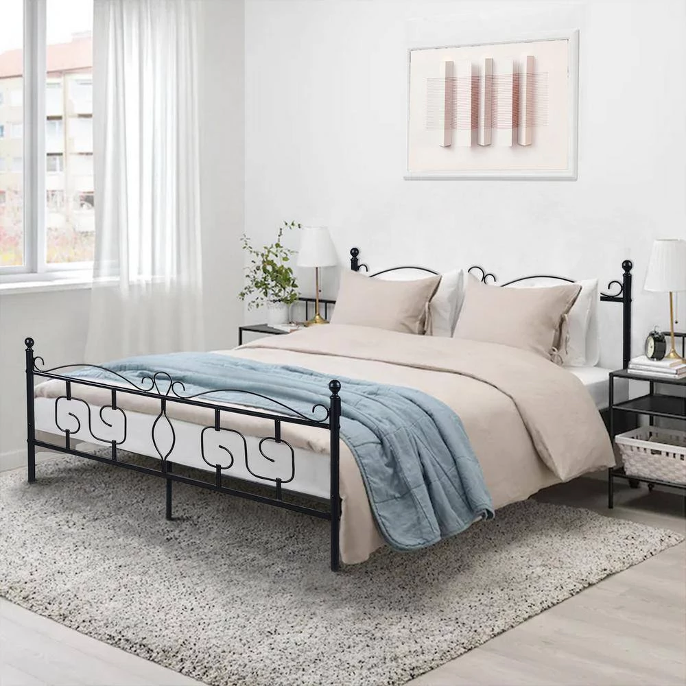 Conway Double Size Black Metal Bed Frame by Homy Casa 11 Conway Double Size Black Metal Bed Frame by Homy Casa - Image 9