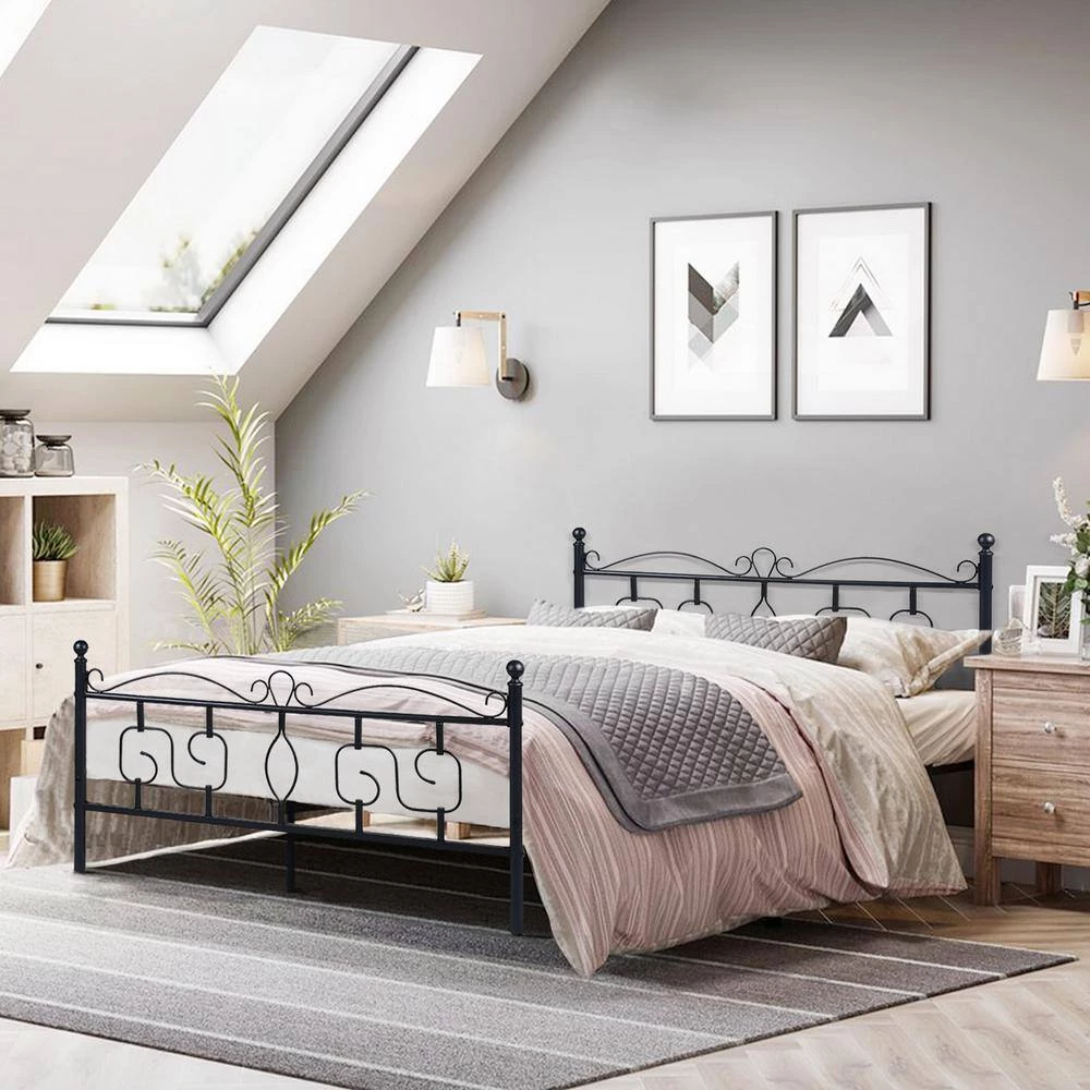 Conway Double Size Black Metal Bed Frame by Homy Casa 4 Conway Double Size Black Metal Bed Frame by Homy Casa - Image 2