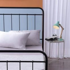 Female 79.4 in. W Black Metal Frame Twin Platform Bed by Homy Casa -Homy Casa Shop black homy casa platform beds female black twin 1d 1000