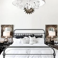 86.4 in. Metal Standard Black Queen Platform Bed Foundation with Headboard by Homy Casa -Homy Casa Shop black homy casa platform beds hd gobert queen 31 1000