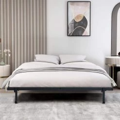 Lia 77.4 in. W Black Metal Frame Double Platform Bed by Homy Casa -Homy Casa Shop black homy casa platform beds hd lia double bk c3 1000