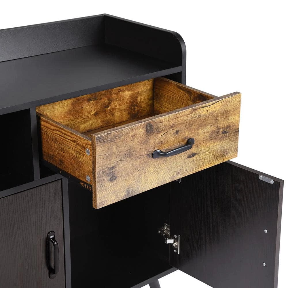 Vold Black Manufactured Wood Sideboard by Homy Casa 5 Vold Black Manufactured Wood Sideboard by Homy Casa - Image 3